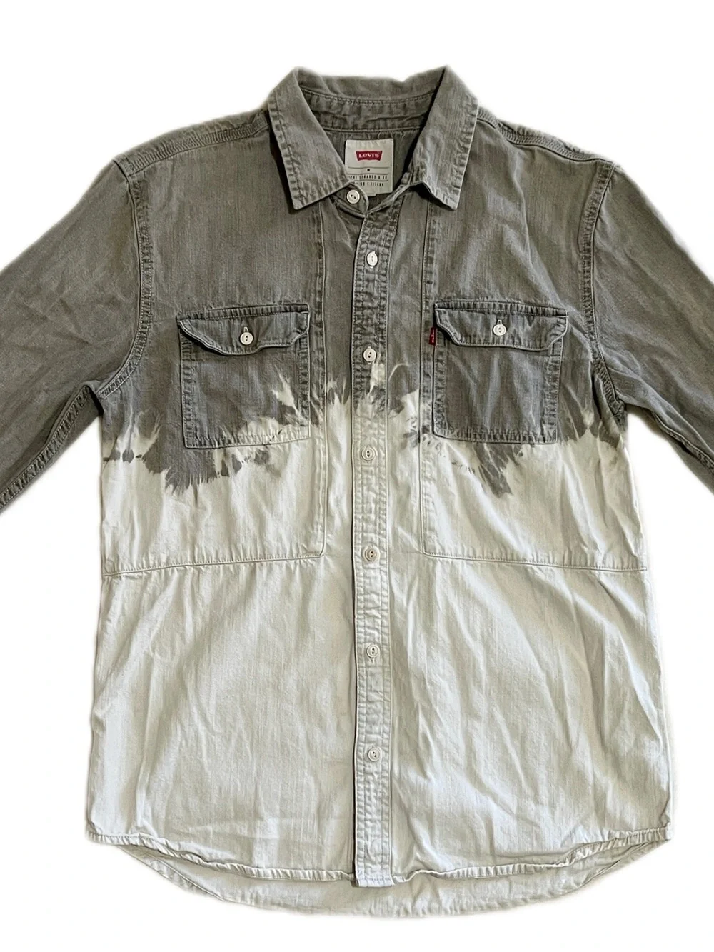 Levi's Two-Tone Gray and White Dip-Dye Button Down Shirt US Men's Medium